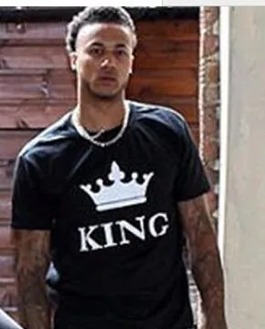 2018 NEW KING QUEEN Letter Printed Black Tshirts 2018 OMSJ Summer Casual Cotton Short Sleeve Tees Tops Brand Loose Couple Tops