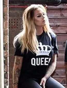 2018 NEW KING QUEEN Letter Printed Black Tshirts 2018 OMSJ Summer Casual Cotton Short Sleeve Tees Tops Brand Loose Couple Tops