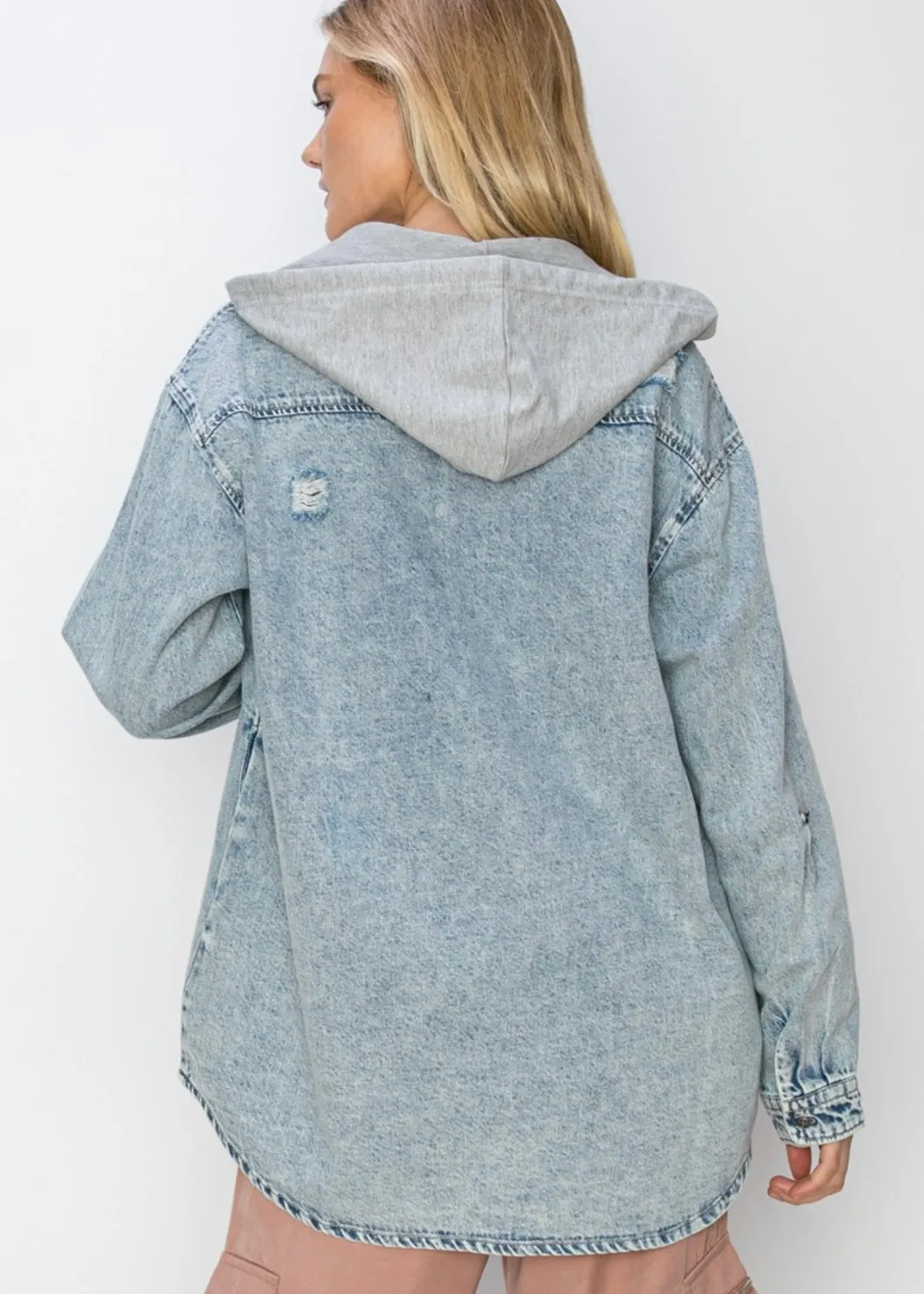 Acid Wash Light Denim Shacket