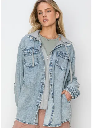 Acid Wash Light Denim Shacket