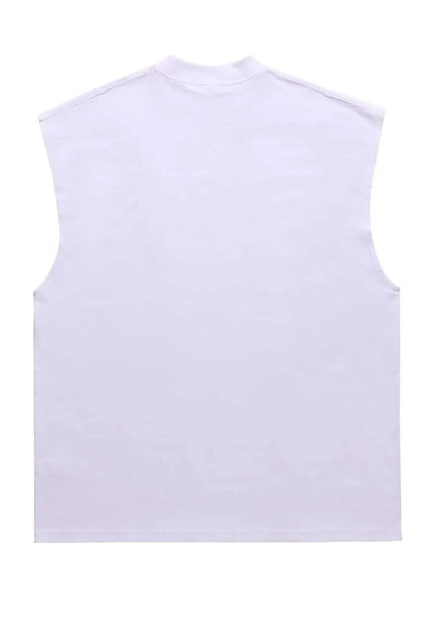 American print sleeveless t-shirt retro tank top surfer vest