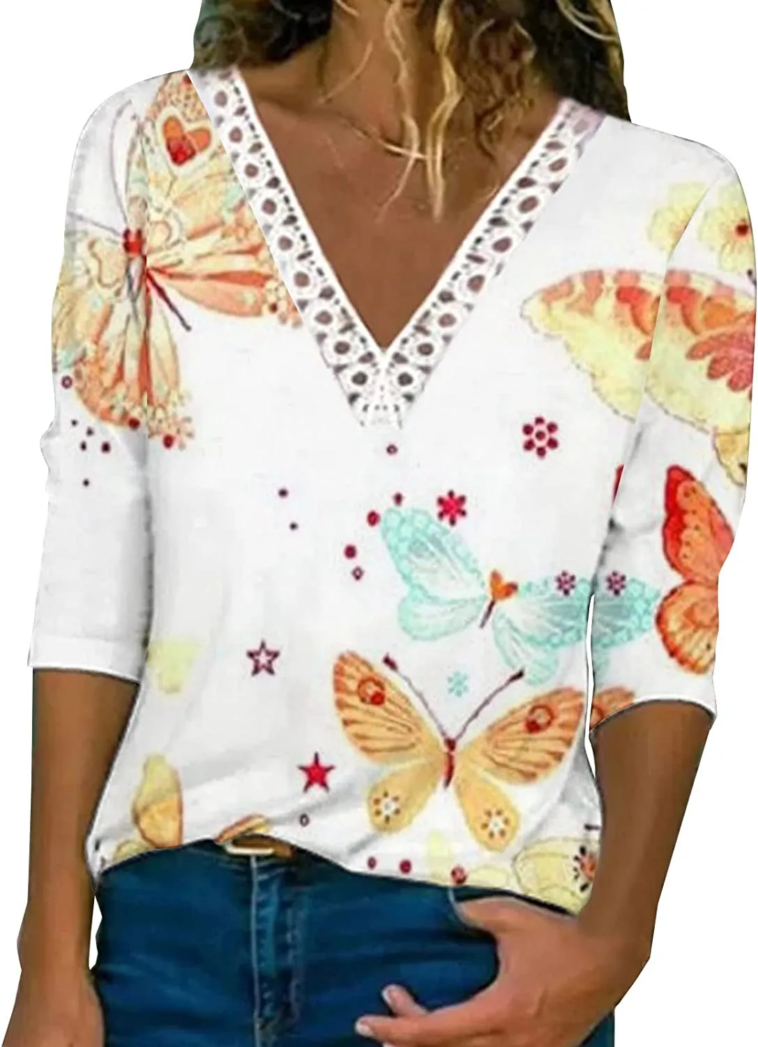 Annabella Creations Womens Cute Floral Print Long Sleeve T Shirts Casual