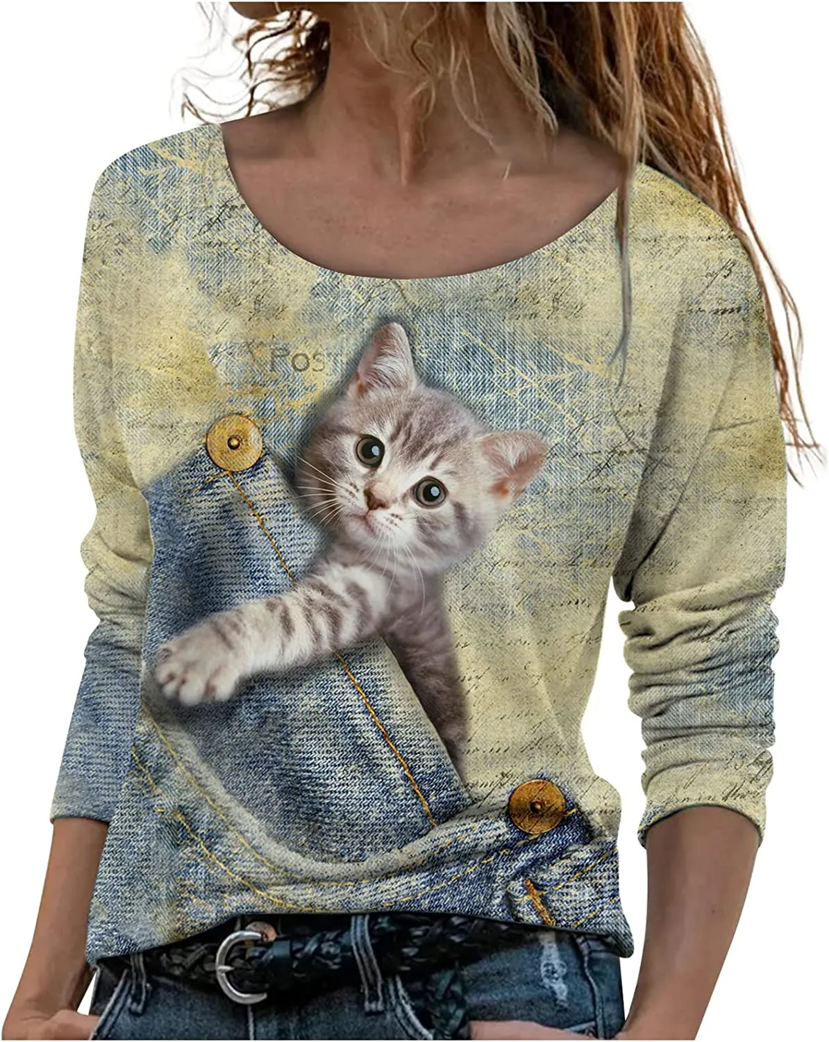Annabella Creations Womens Cute Floral Print Long Sleeve T Shirts Casual