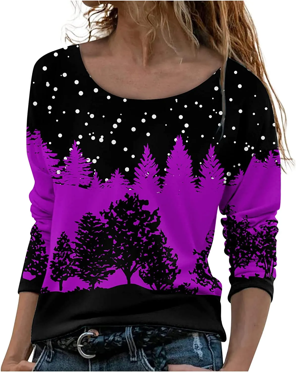 Annabella Creations Womens Cute Floral Print Long Sleeve T Shirts Casual