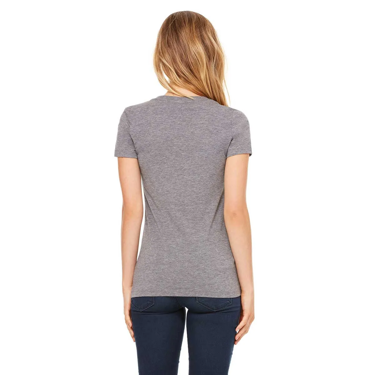 Bella   Canvas Women's Grey Triblend Short-Sleeve Deep V-Neck T-Shirt
