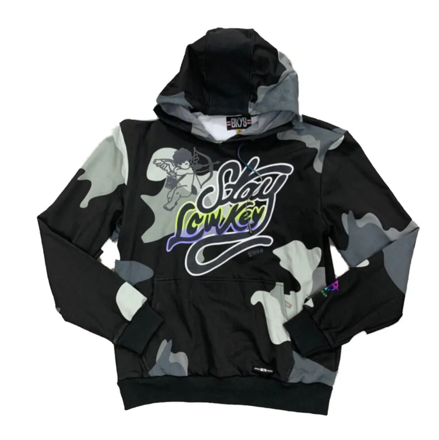 BKYS-Stay Lowkey Pullover Hoodie-Black Camo