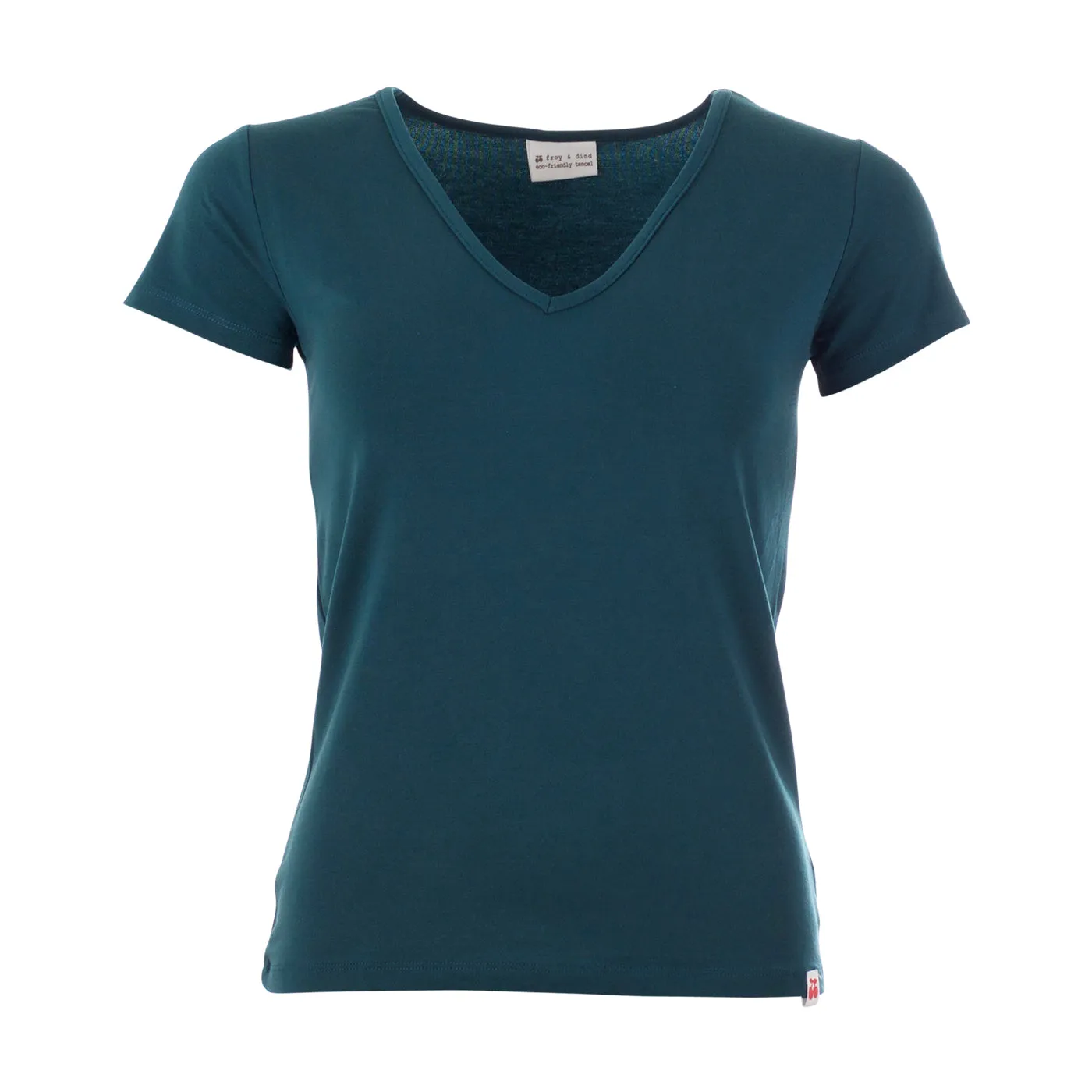 Blauwe top met V-hals | Froy & Dind shirt Alice teal