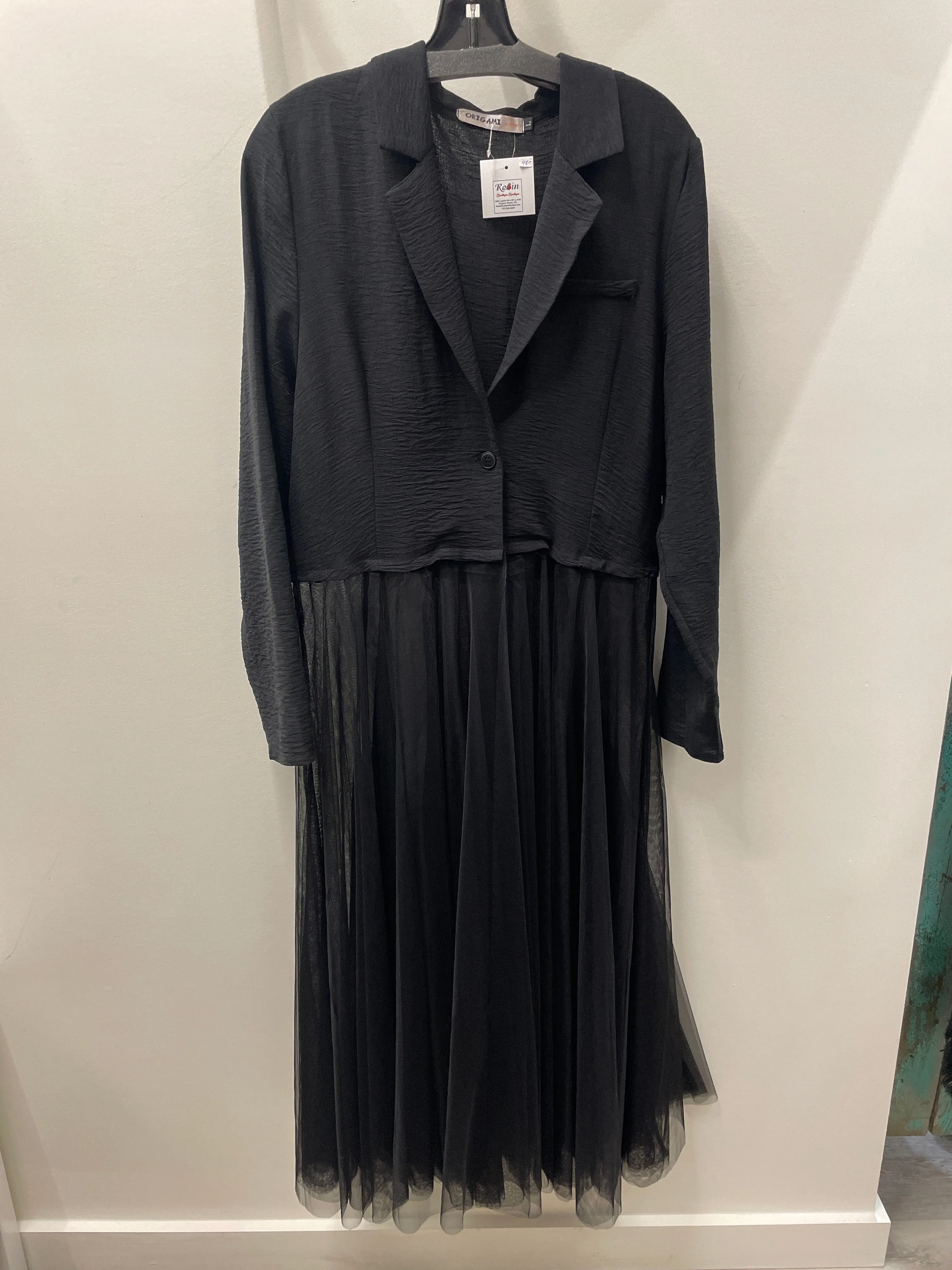 Cardigan Blazer With Long Tulle Skirt in Black by Origami