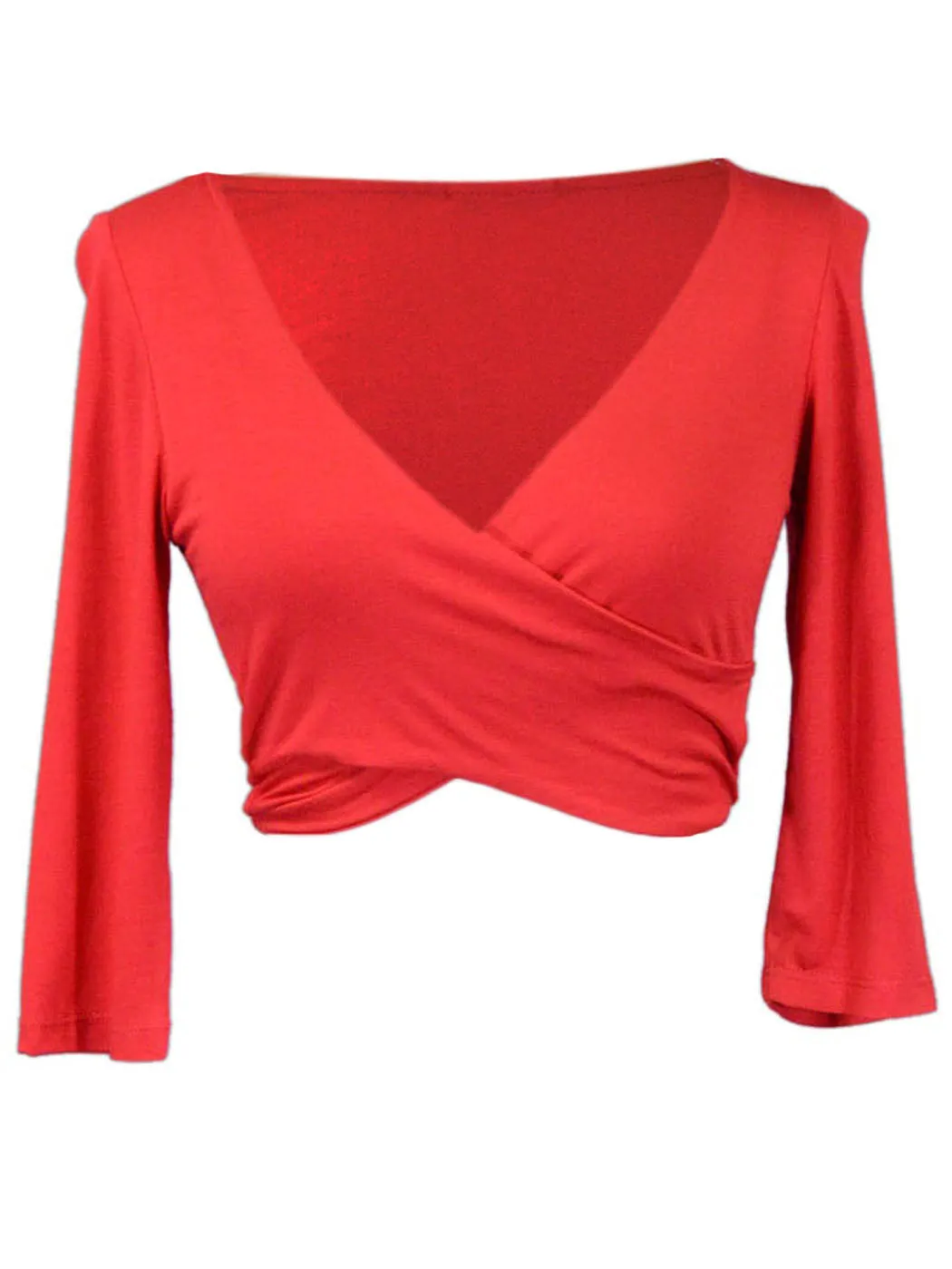 Cherry Mellow Sexy Quarter Length Sleeves Criss Cross Front Cropped Knit Top