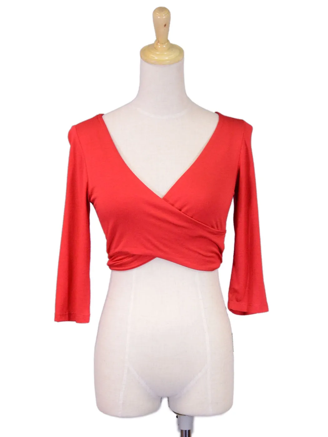 Cherry Mellow Sexy Quarter Length Sleeves Criss Cross Front Cropped Knit Top