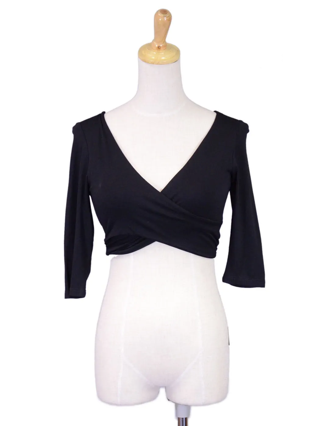 Cherry Mellow Sexy Quarter Length Sleeves Criss Cross Front Cropped Knit Top