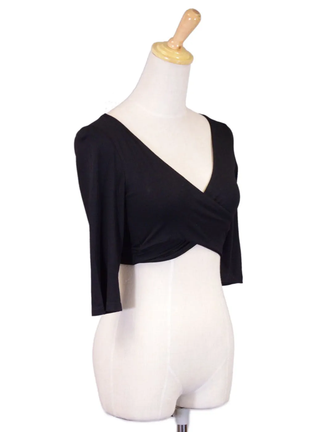 Cherry Mellow Sexy Quarter Length Sleeves Criss Cross Front Cropped Knit Top