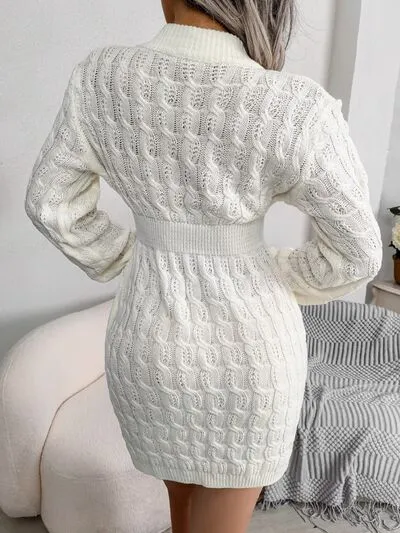 Cute Mini Wrap Sweater Dress