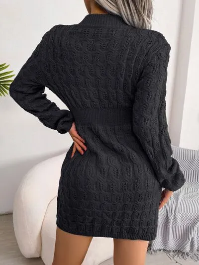 Cute Mini Wrap Sweater Dress