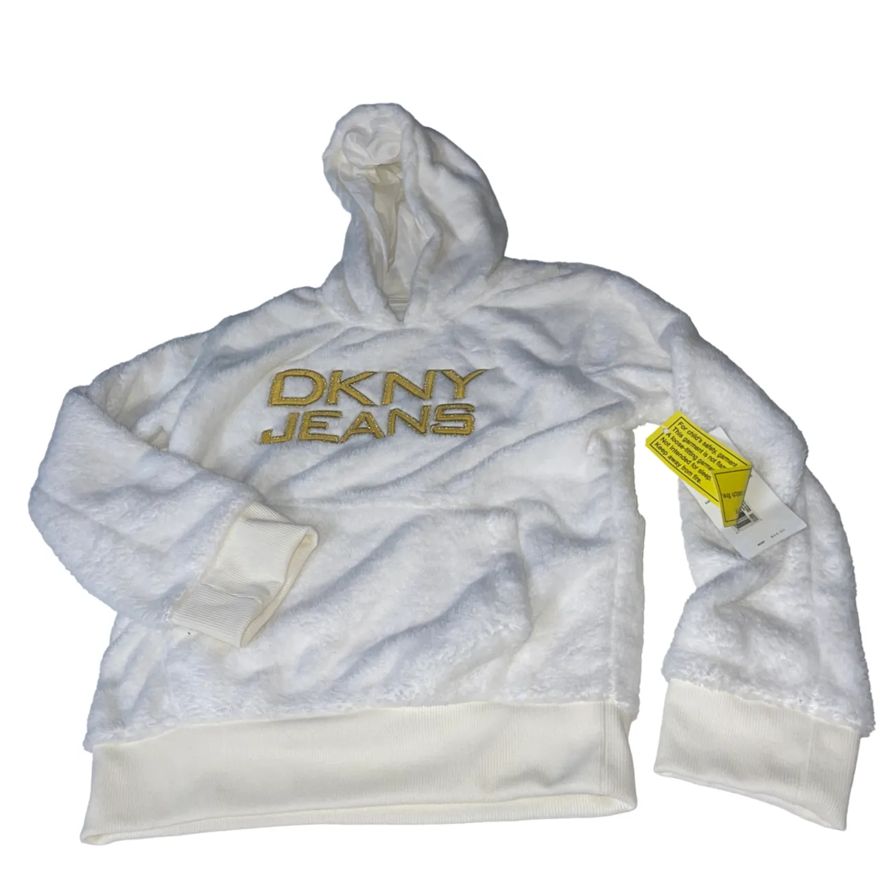 DKNY Girls White Polyester Pullover Hoodie 10-12 Years old SKU 5097