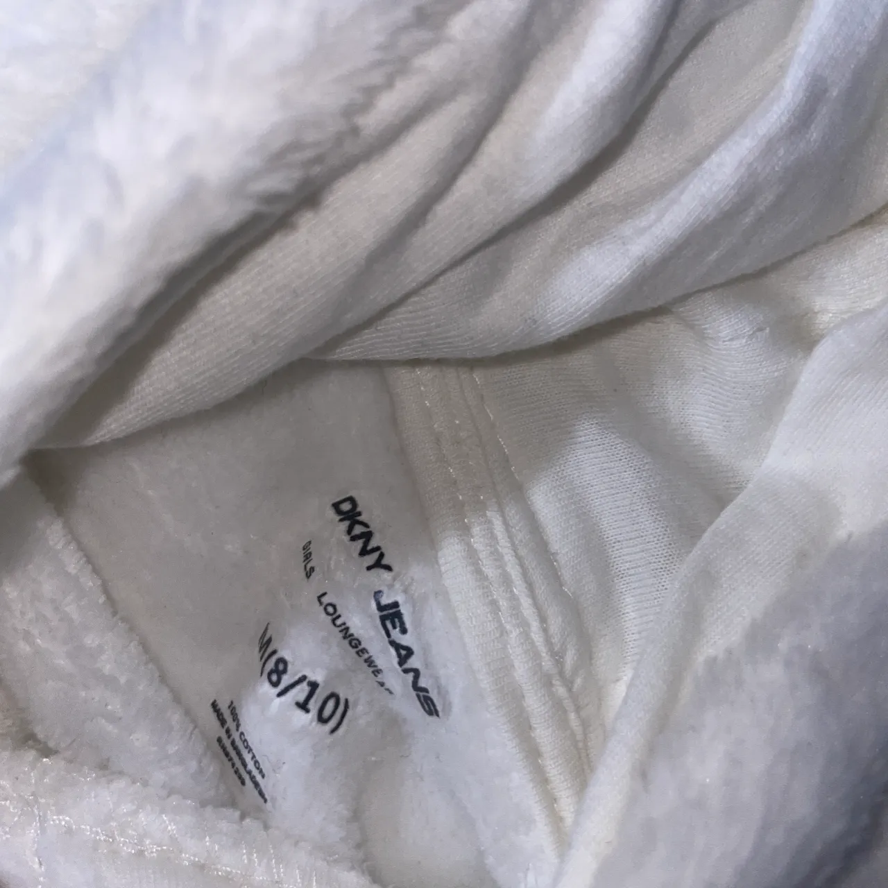 DKNY Girls White Polyester Pullover Hoodie 10-12 Years old SKU 5097