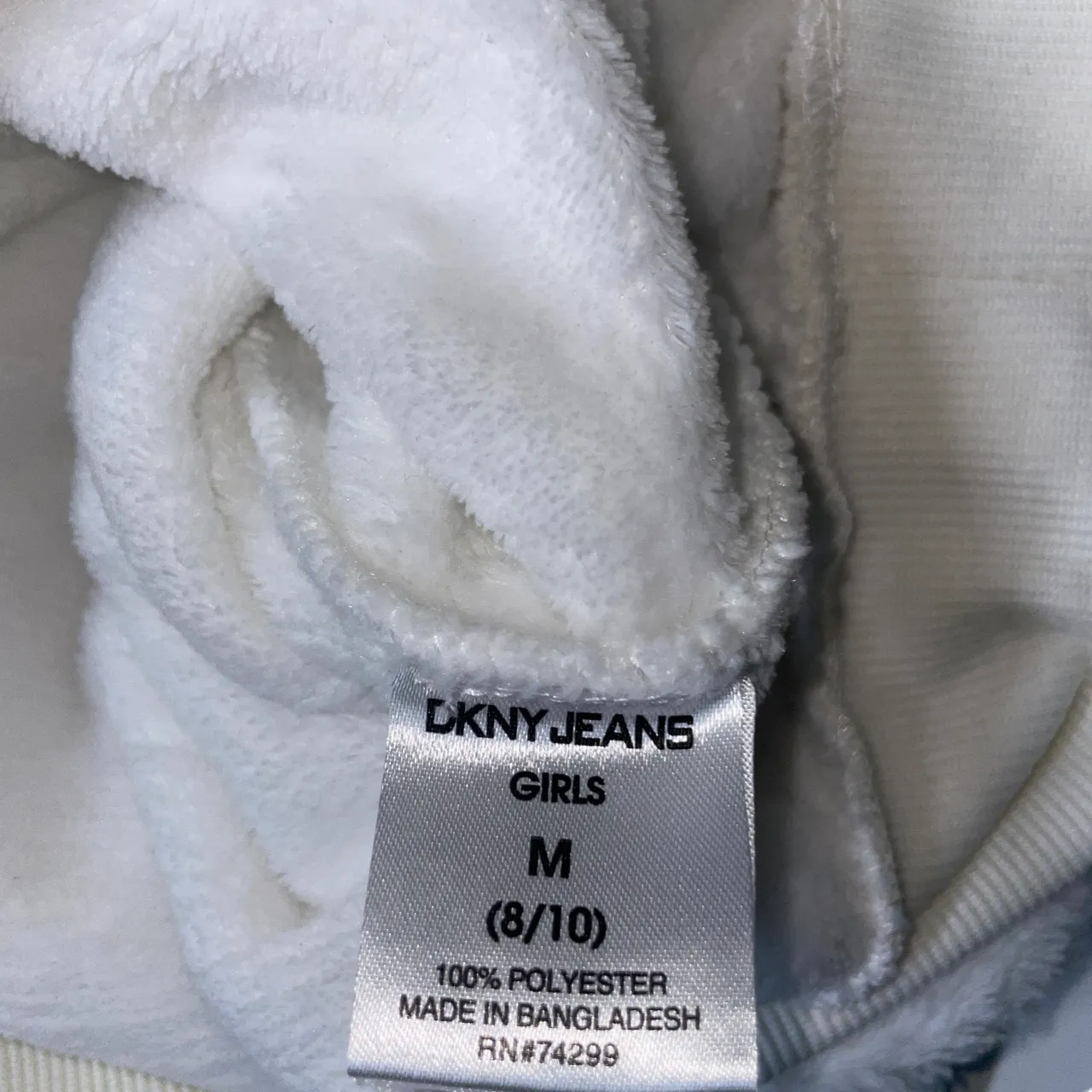 DKNY Girls White Polyester Pullover Hoodie 10-12 Years old SKU 5097