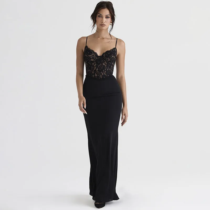 Fiona Lace Spaghetti Strap Bodycon Sexy Maxi Dress