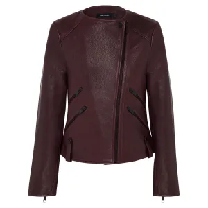 Fulton Leather Jacket - Mulberry