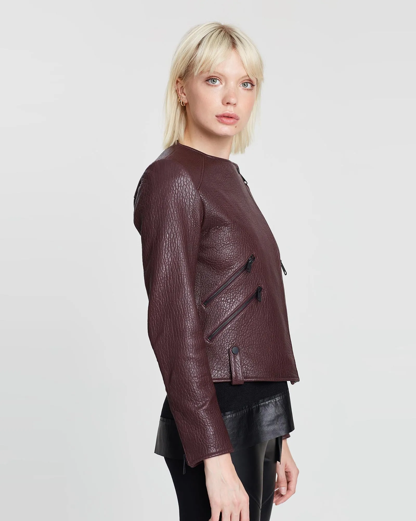 Fulton Leather Jacket - Mulberry