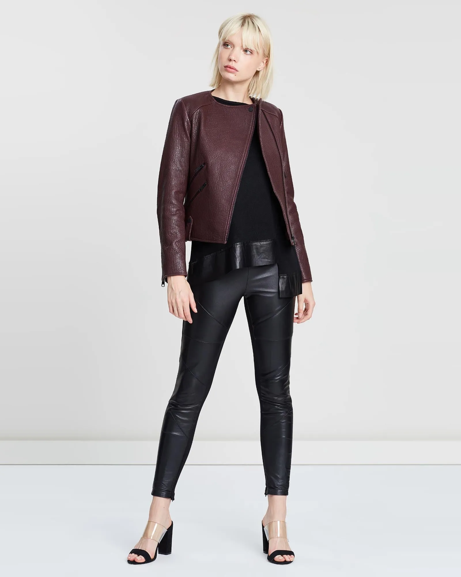 Fulton Leather Jacket - Mulberry