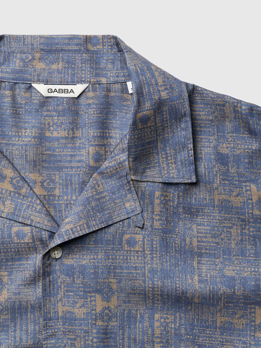 GABBA Blue Brown Floral Shirt