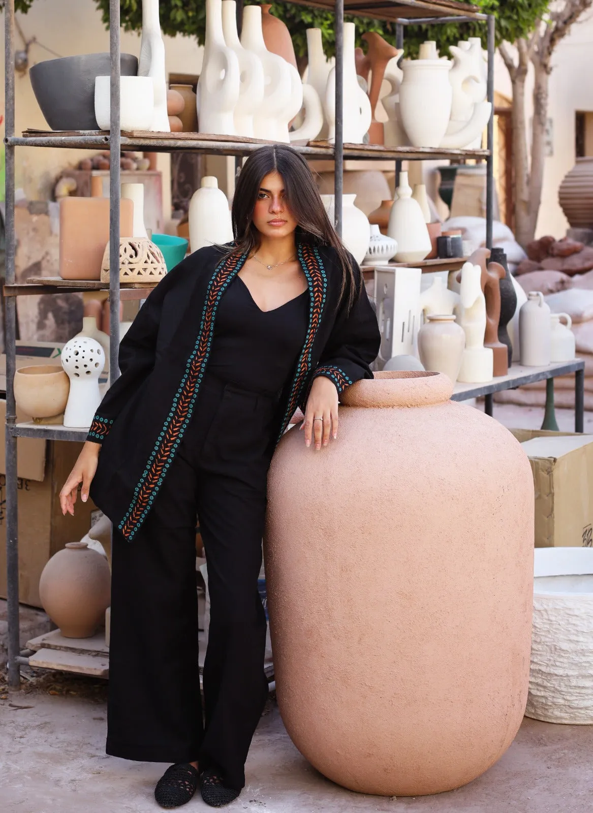 Gaia Linen Kimono Black