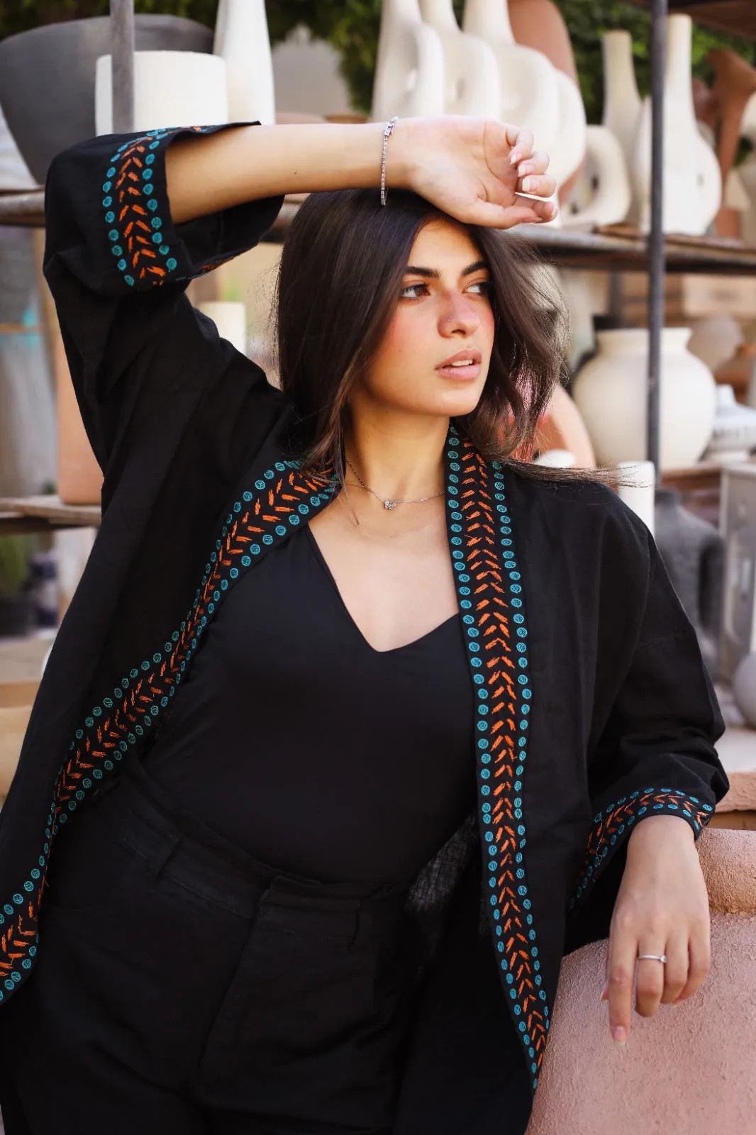 Gaia Linen Kimono Black