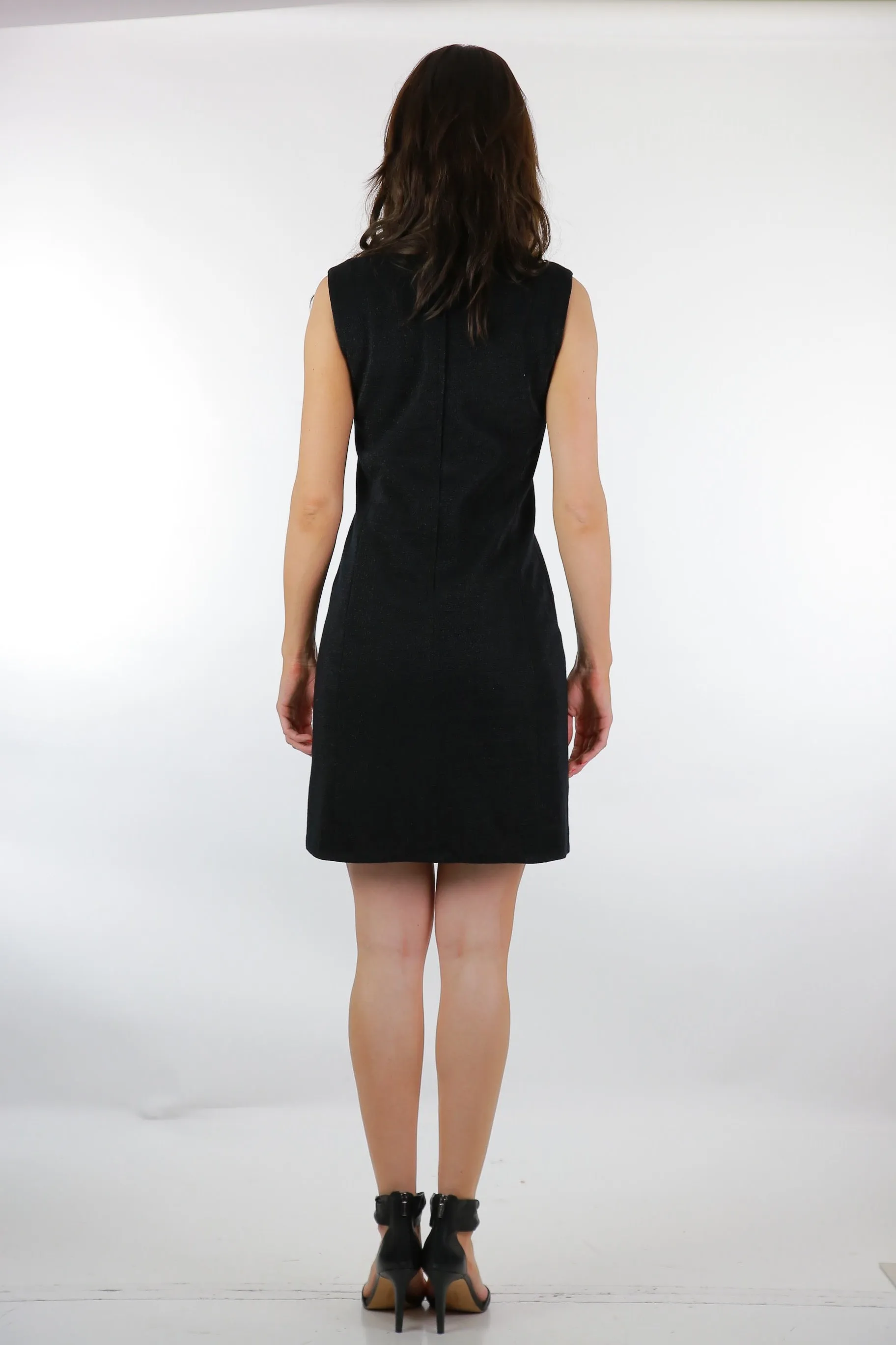 Genuine vintage 60s 70s beaded black cocktail party sheath dress  M