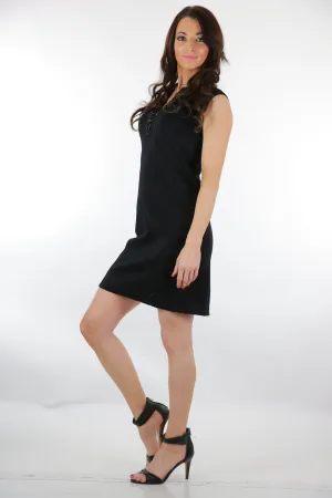 Genuine vintage 60s 70s beaded black cocktail party sheath dress  M