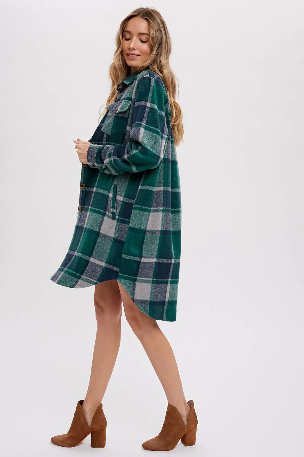Green & Navy Flannel Shacket