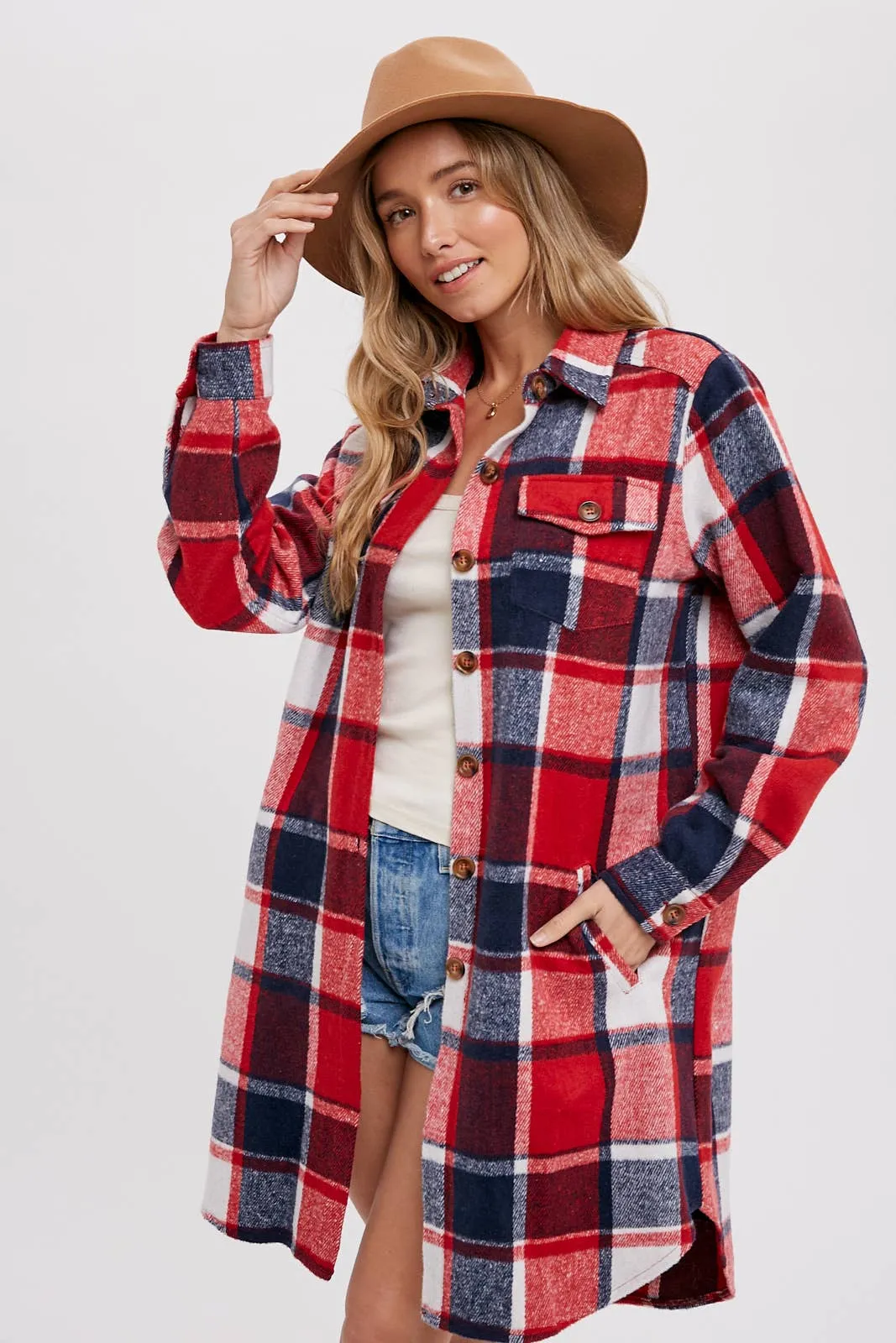 Green & Navy Flannel Shacket
