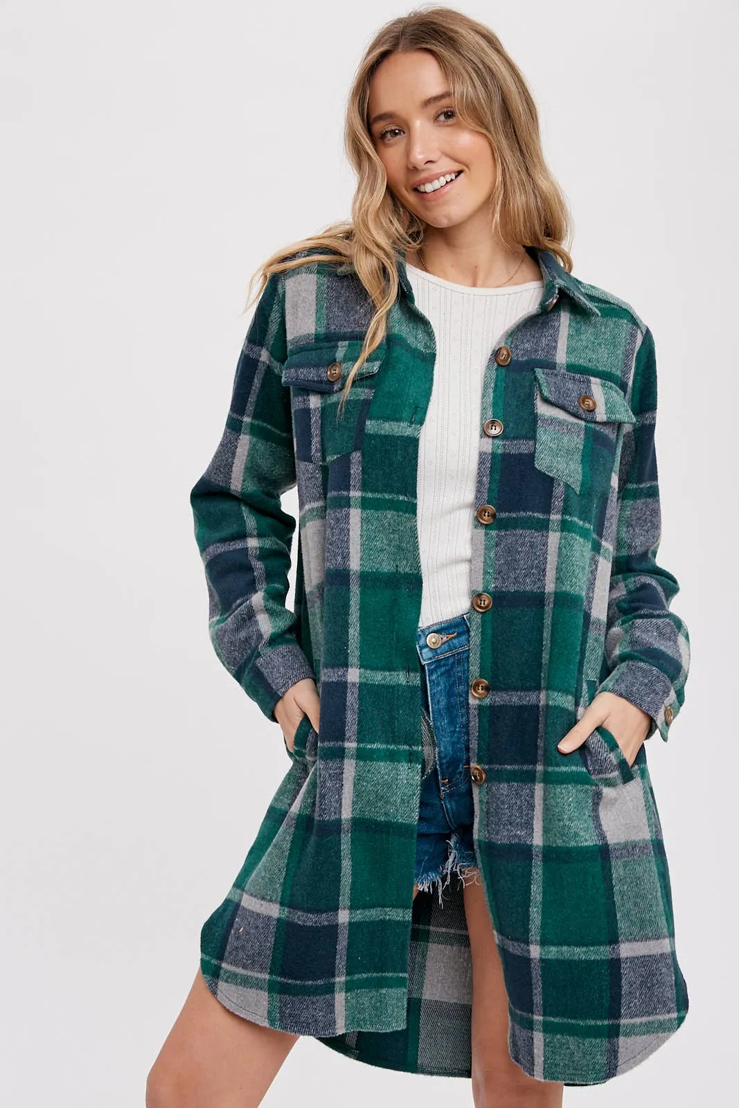 Green & Navy Flannel Shacket