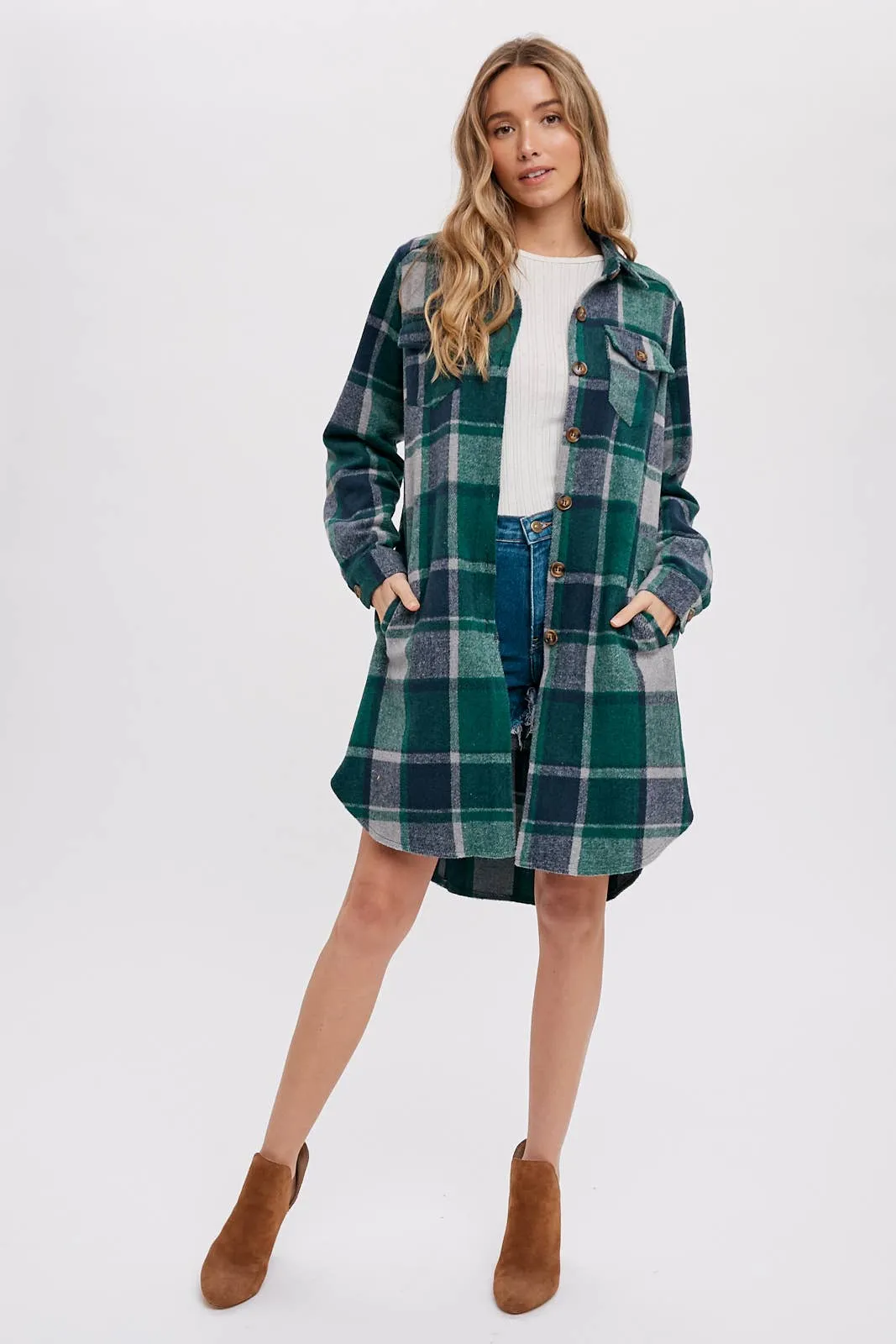 Green & Navy Flannel Shacket