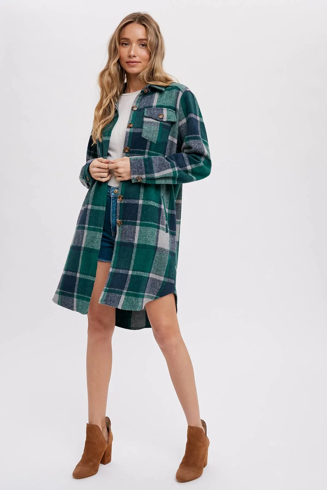 Green & Navy Flannel Shacket