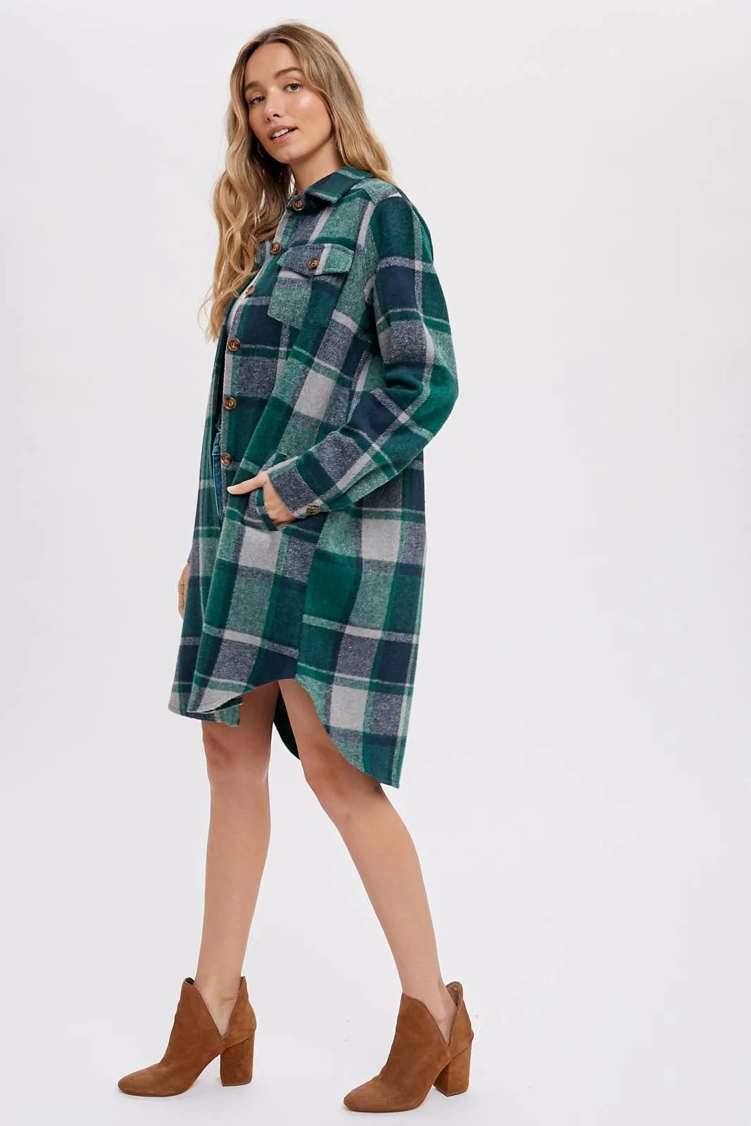 Green & Navy Flannel Shacket