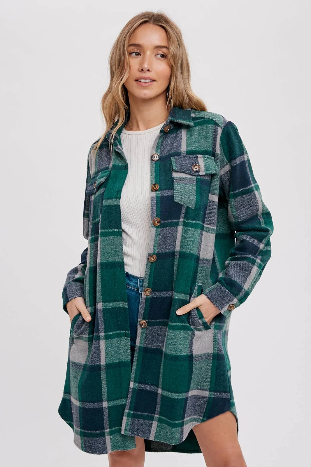 Green & Navy Flannel Shacket
