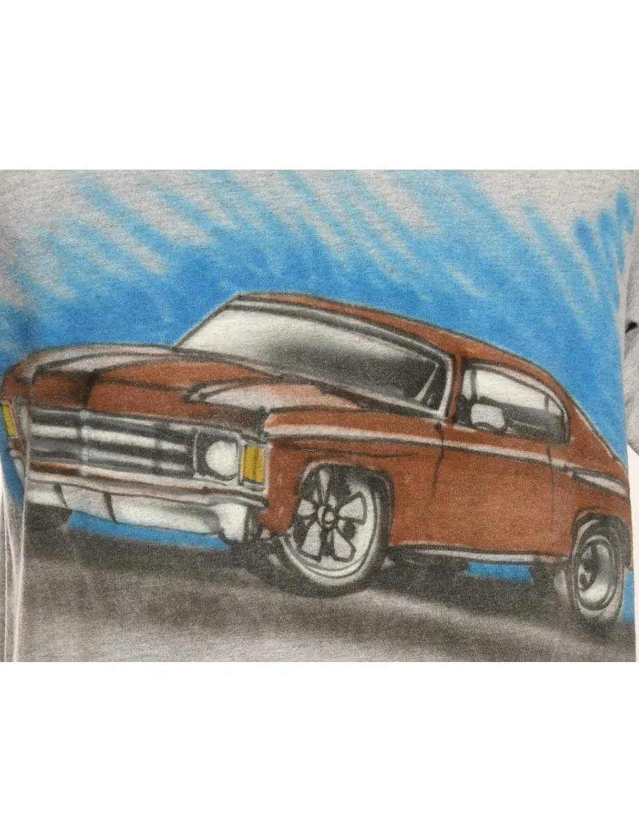 Grey Car Print T-shirt - M