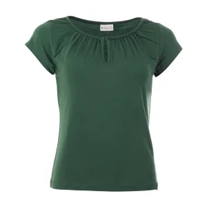 Groene top met geplooide hals | Froy & Dind shirt Charlotte green