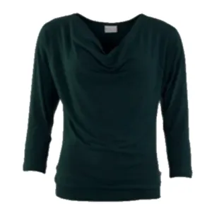Groene top met watervalhals |Froy & Dind shirt Mimi pine