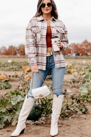 Keep On Plaid Shacket (Beige)