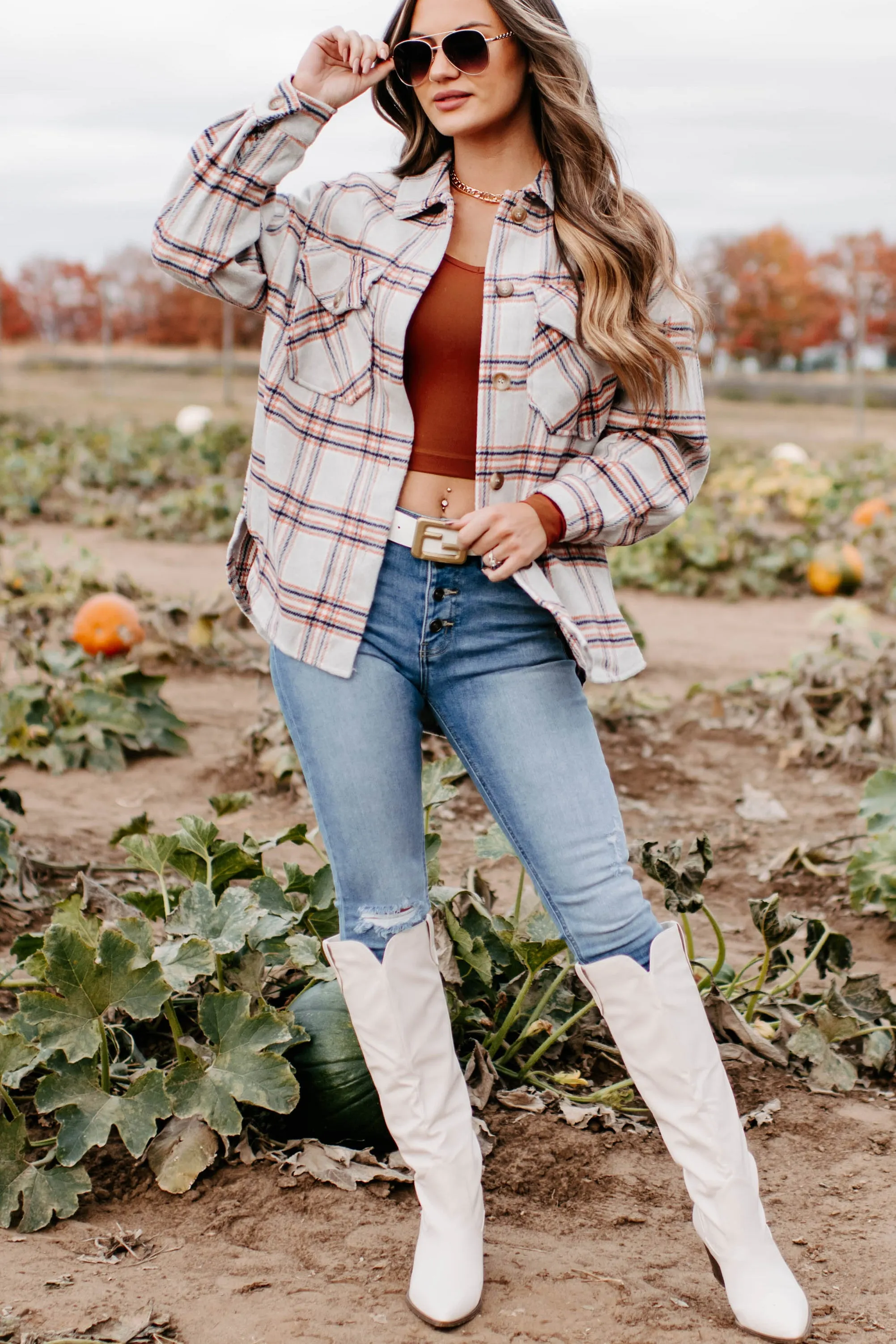 Keep On Plaid Shacket (Beige)