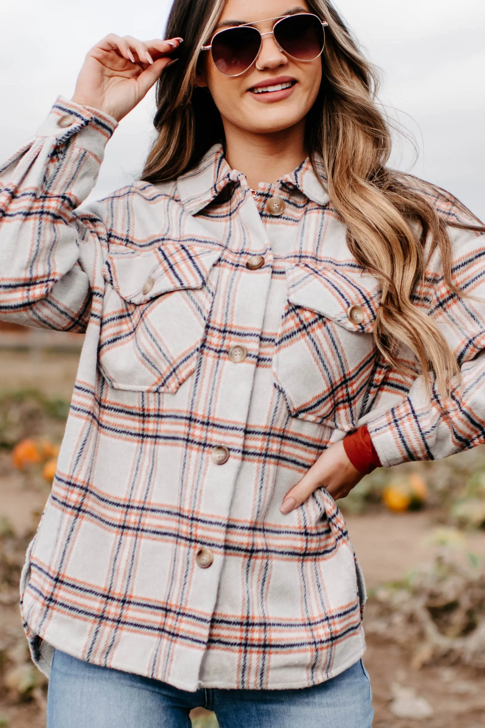 Keep On Plaid Shacket (Beige)