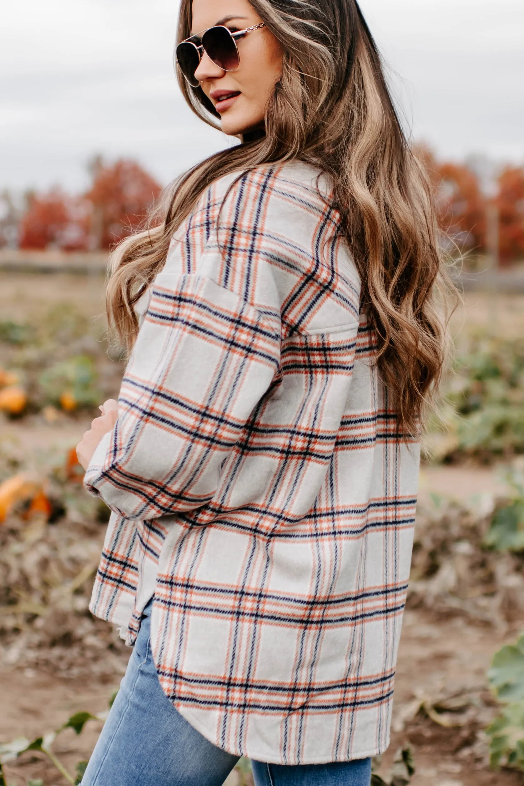 Keep On Plaid Shacket (Beige)