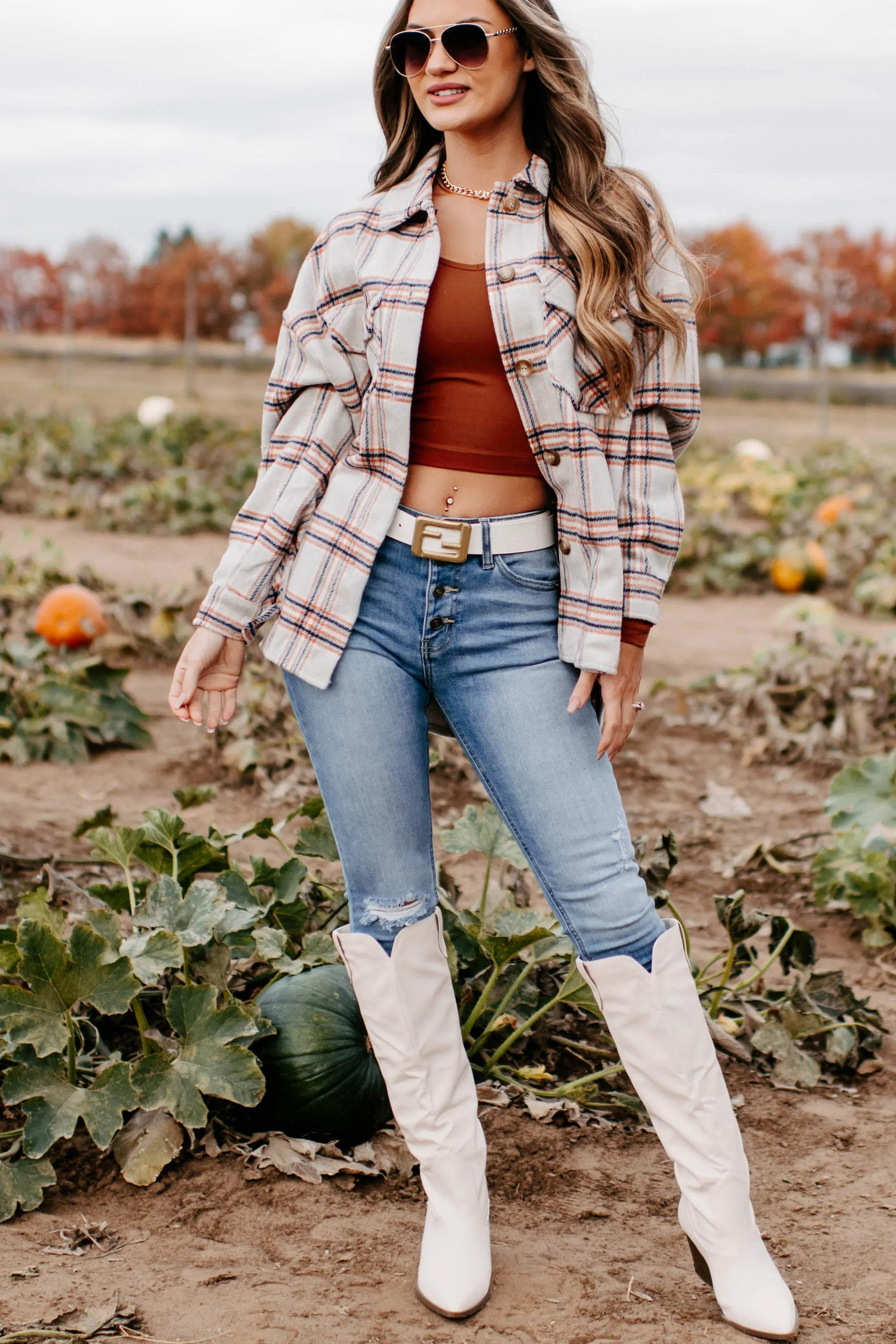 Keep On Plaid Shacket (Beige)