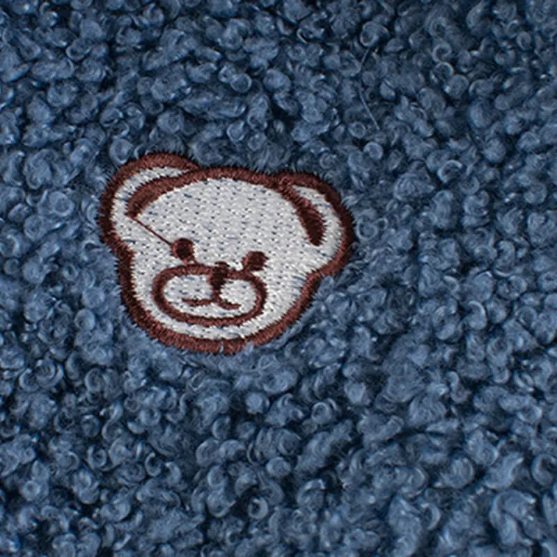 Kids Solid Color Bear Plush Coat