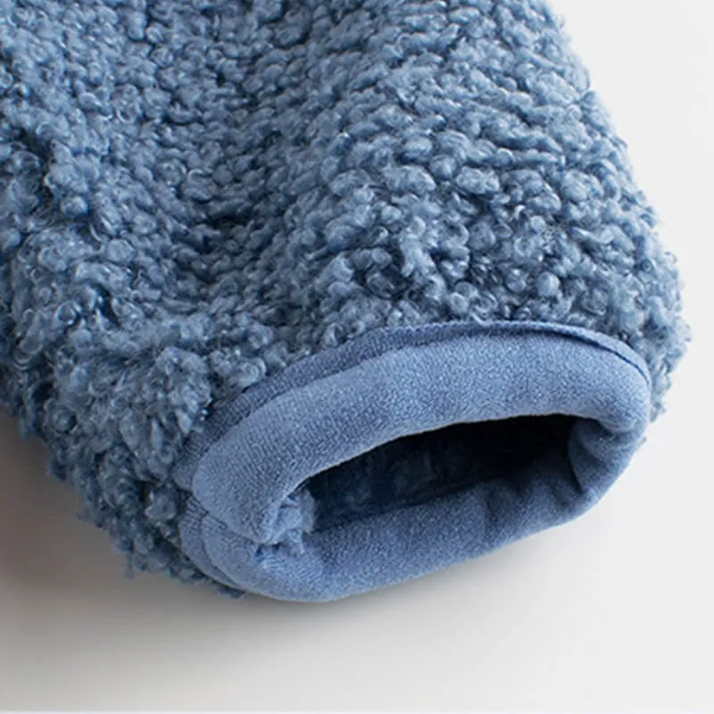 Kids Solid Color Bear Plush Coat