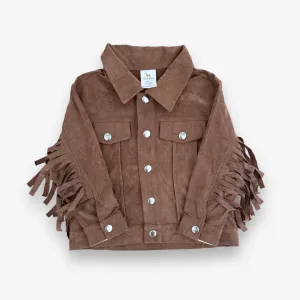 Lainey Fringe Shacket - Saddle