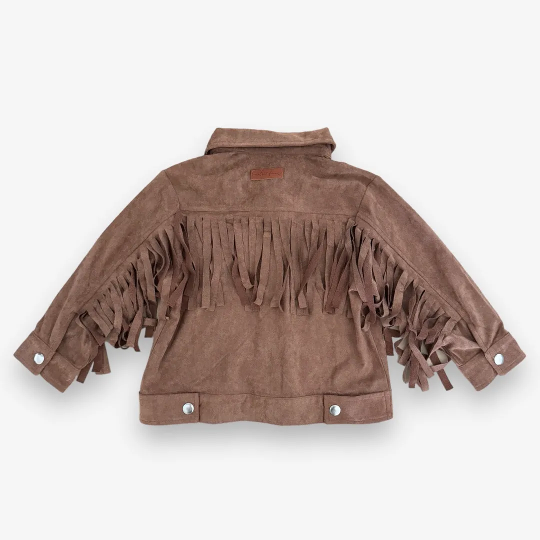 Lainey Fringe Shacket - Saddle
