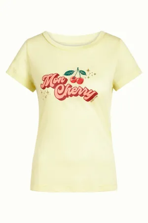 Lichtgeel t-shirt met opdruk | King Louie Cath tee cherry light yellow